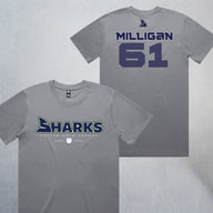 Personalized Sharks Heavyweight Wordmark Tee | Grey