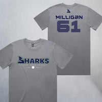 Personalized Sharks Heavyweight Wordmark Tee | Grey