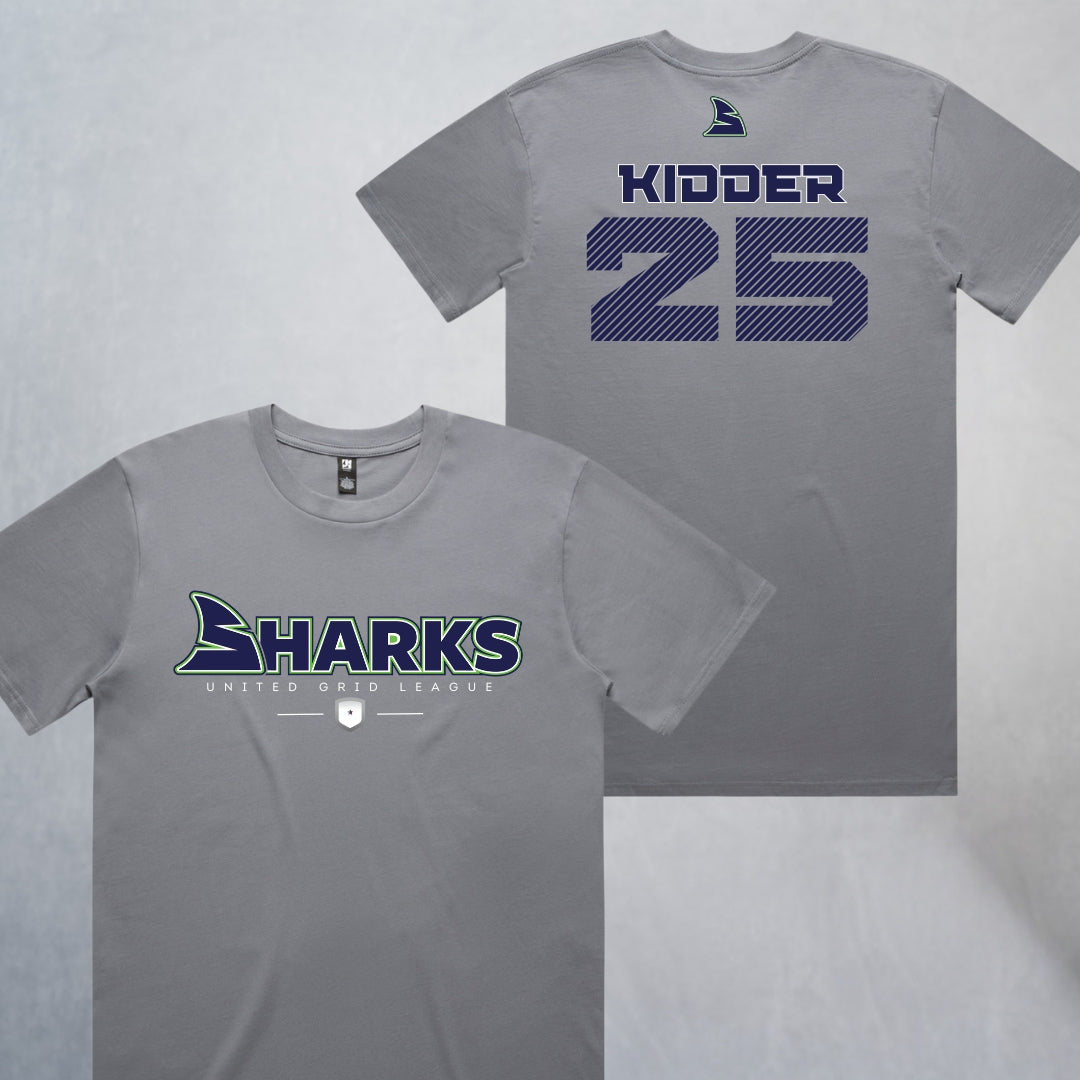Personalized Sharks Heavyweight Wordmark Tee | Grey