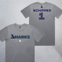 Personalized Sharks Heavyweight Wordmark Tee | Grey