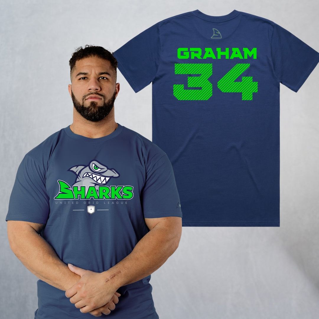 Personalized Sharks Heavyweight Classic Tee | Navy