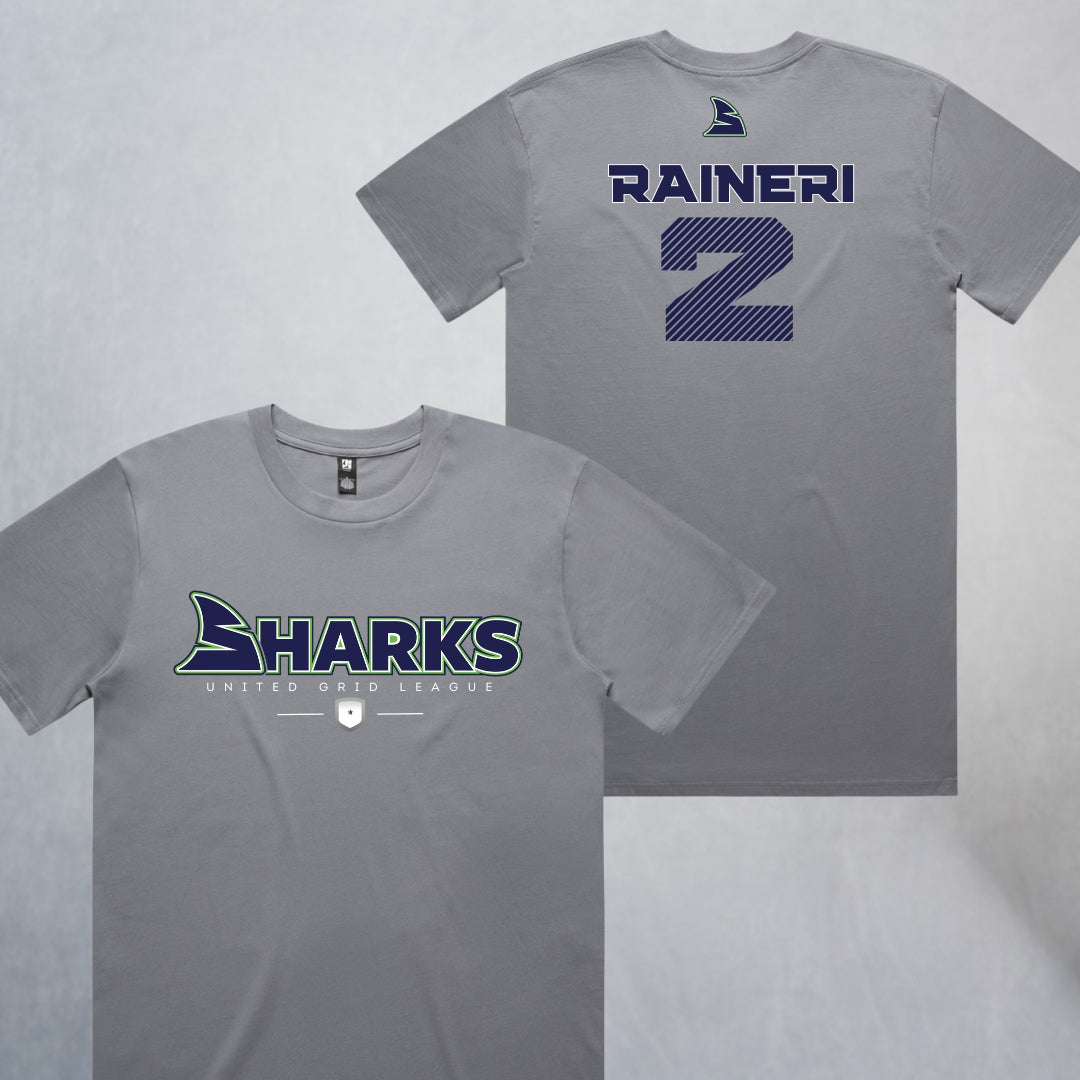 Personalized Sharks Heavyweight Wordmark Tee | Grey