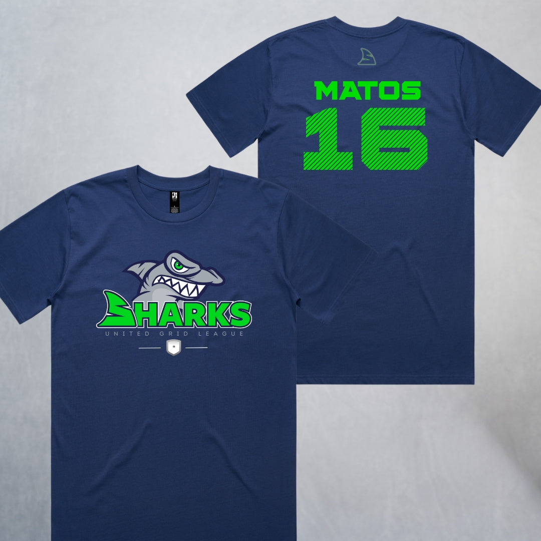 Personalized Sharks Heavyweight Classic Tee | Navy