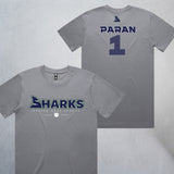 Personalized Sharks Heavyweight Wordmark Tee | Grey