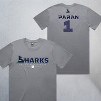 Personalized Sharks Heavyweight Wordmark Tee | Grey