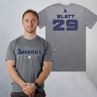 Personalized Sharks Heavyweight Wordmark Tee | Grey