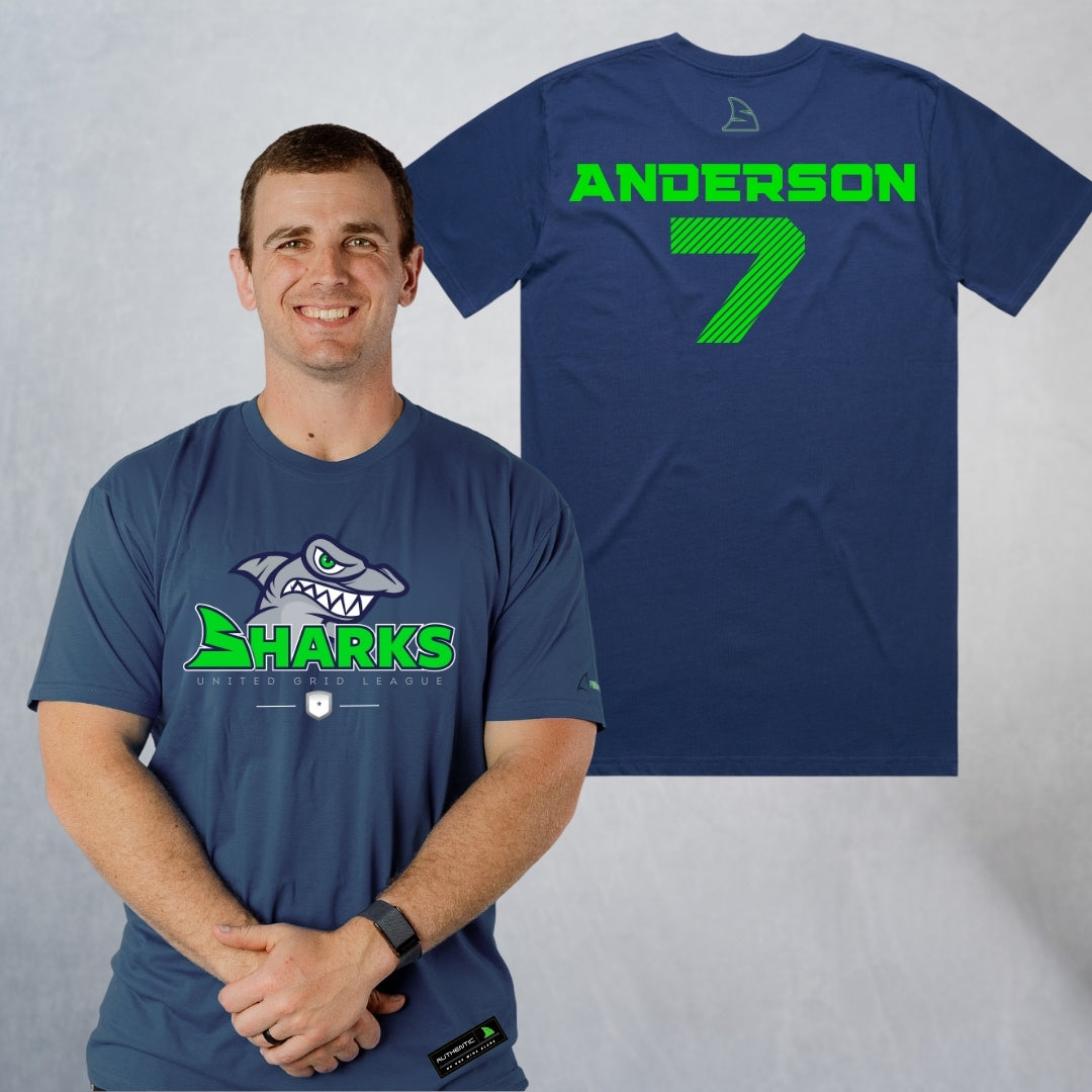 Personalized Sharks Heavyweight Classic Tee | Navy