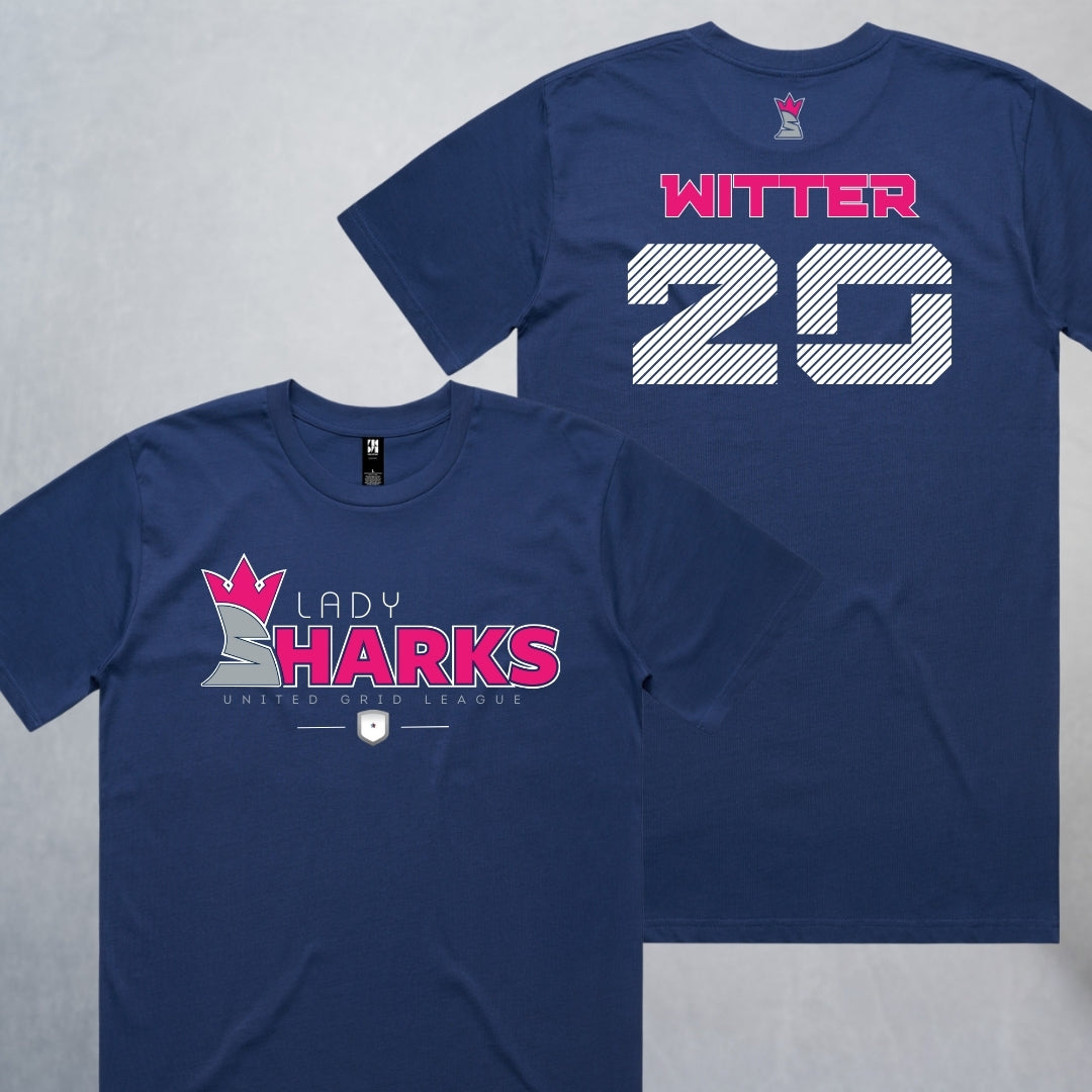 Personalized Lady Sharks Heavyweight Classic Tee | Navy