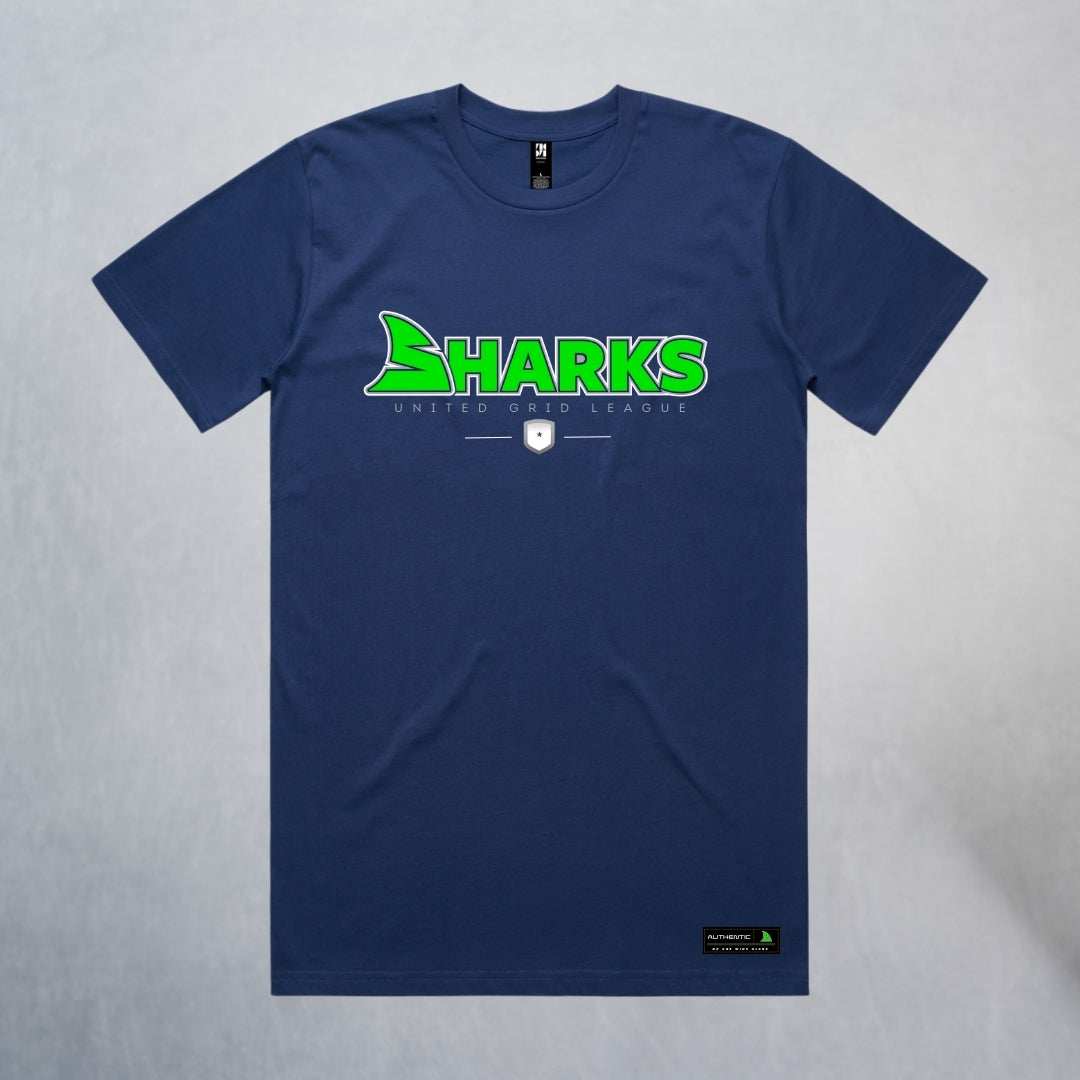 Personalized Sharks Heavyweight Wordmark Tee | Navy