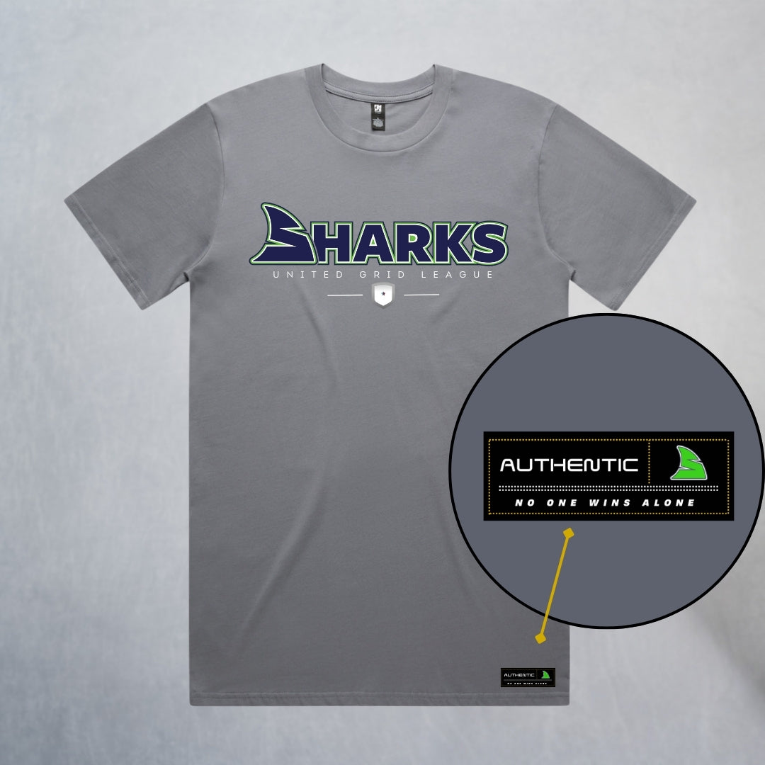 Personalized Sharks Heavyweight Wordmark Tee | Grey