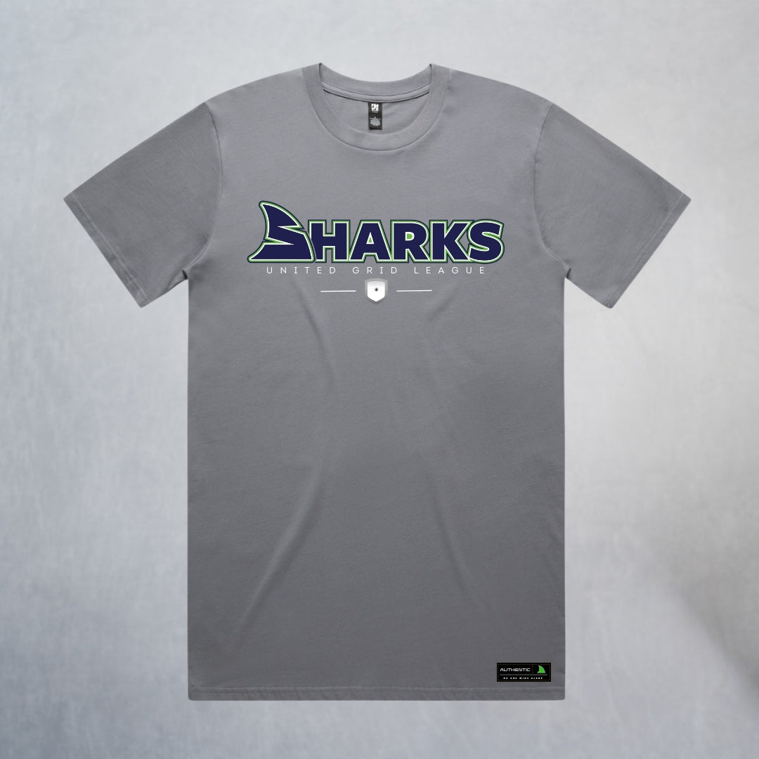 Personalized Sharks Heavyweight Wordmark Tee | Grey