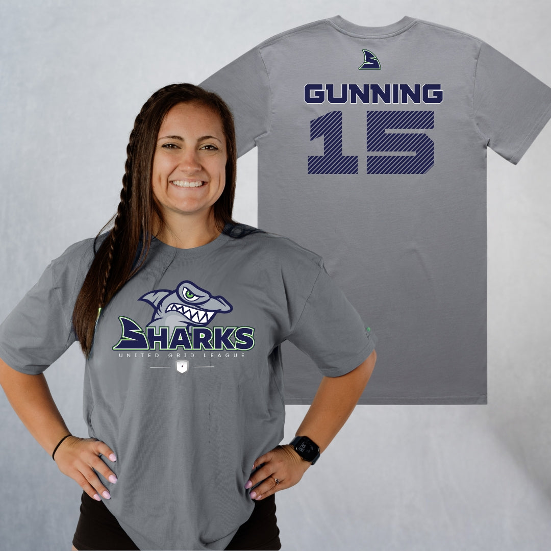 Personalized Sharks Heavyweight Classic Tee | Grey