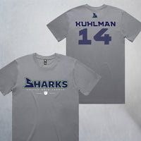 Personalized Sharks Heavyweight Wordmark Tee | Grey