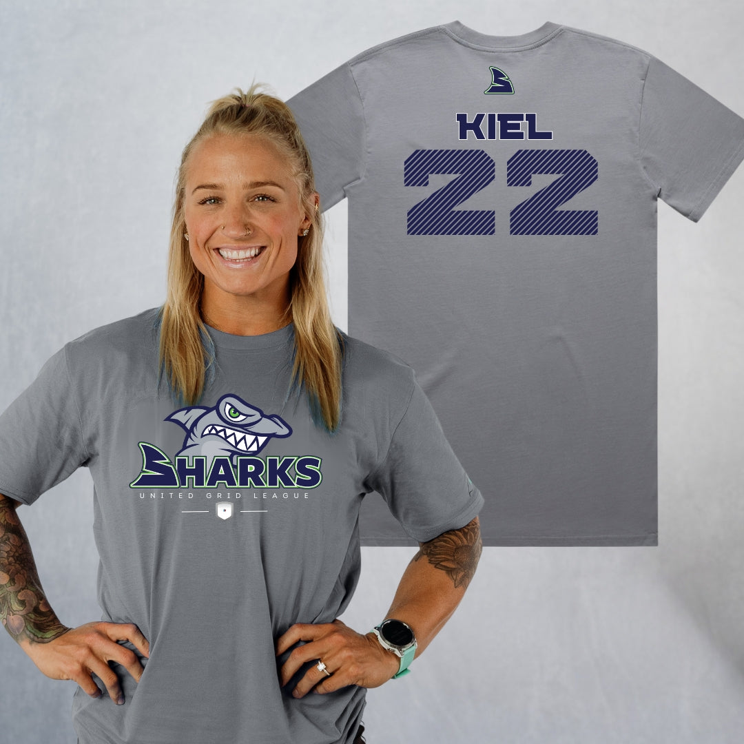 Personalized Sharks Heavyweight Classic Tee | Grey