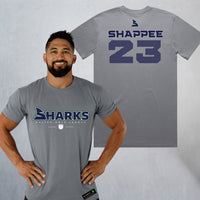 Personalized Sharks Heavyweight Wordmark Tee | Grey