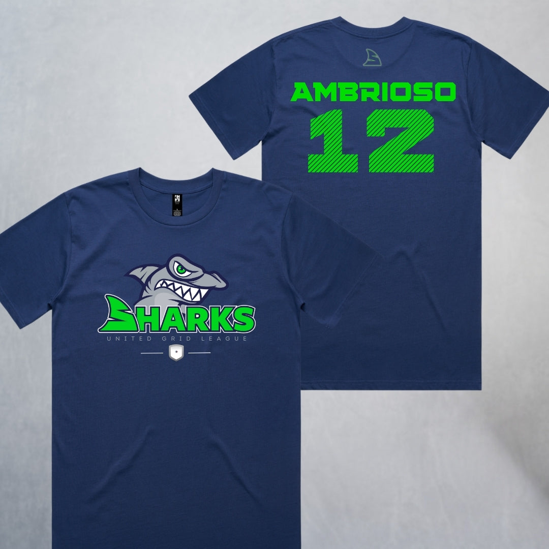 Personalized Sharks Heavyweight Classic Tee | Navy