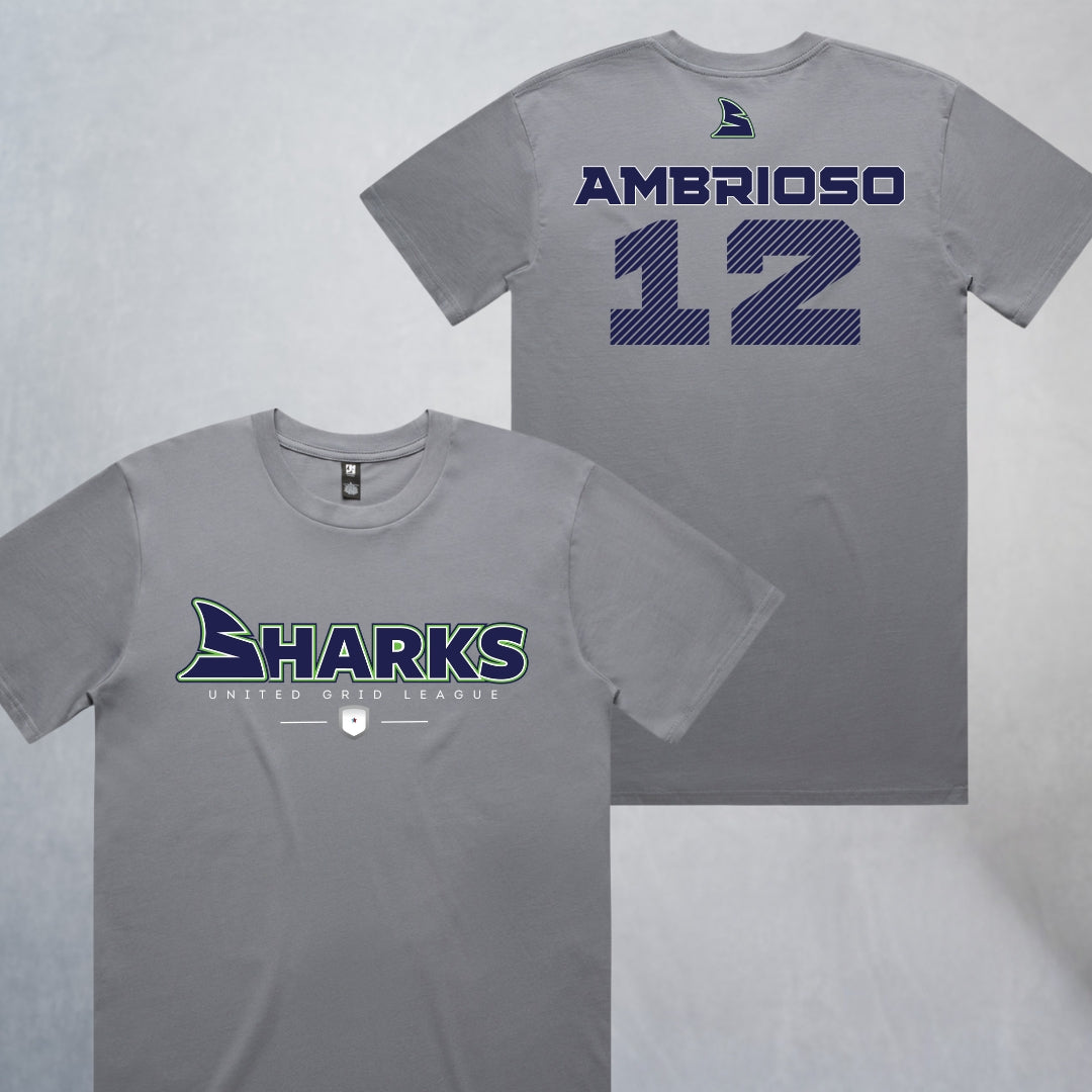 Personalized Sharks Heavyweight Wordmark Tee | Grey
