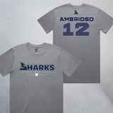 Personalized Sharks Heavyweight Wordmark Tee | Grey