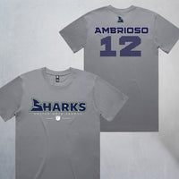 Personalized Sharks Heavyweight Wordmark Tee | Grey