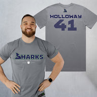 Personalized Sharks Heavyweight Wordmark Tee | Grey