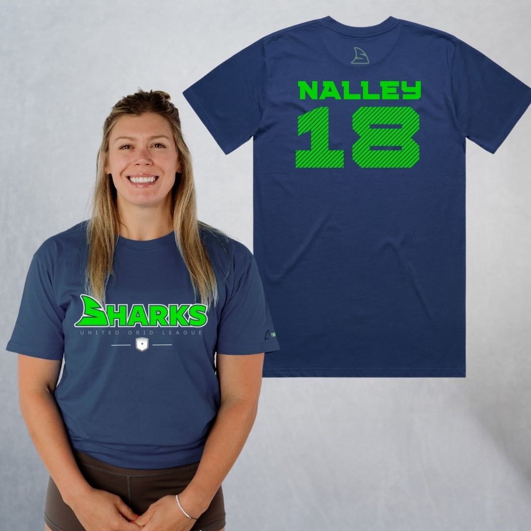 Personalized Sharks Heavyweight Wordmark Tee | Navy