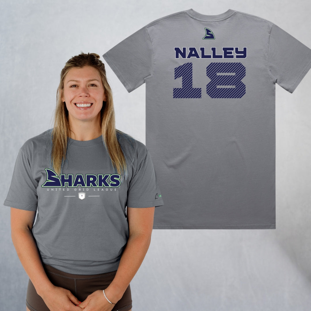 Personalized Sharks Heavyweight Wordmark Tee | Grey