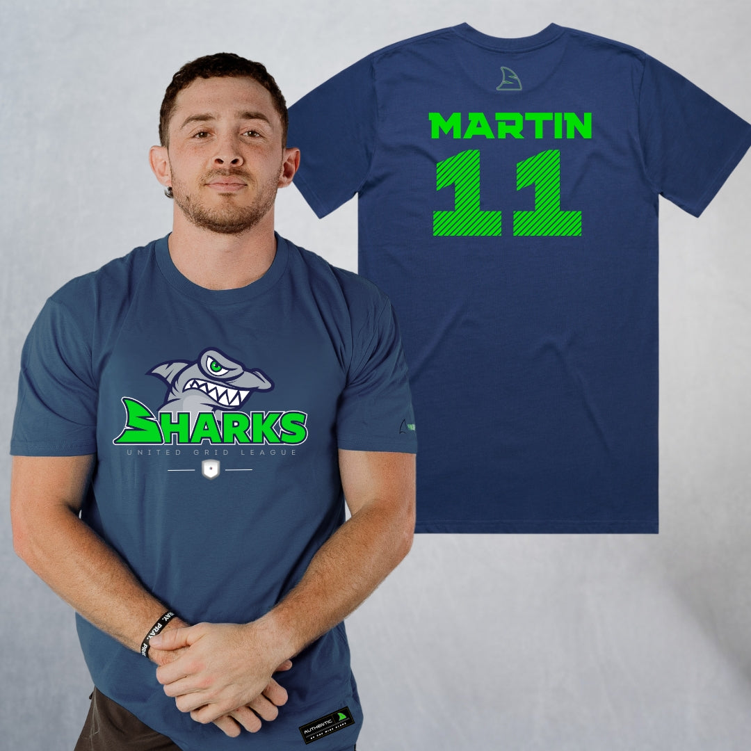 Personalized Sharks Heavyweight Classic Tee | Navy