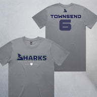 Personalized Sharks Heavyweight Wordmark Tee | Grey