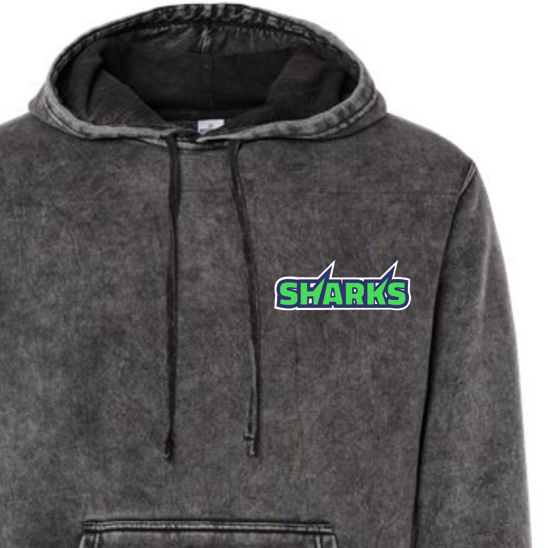 Unisex Vintage Black Pullover Hoodie | 2025 Official SWFL Sharks Warm Up Gear