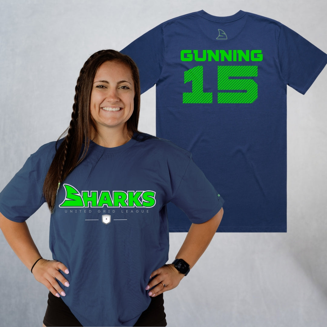 Personalized Sharks Heavyweight Wordmark Tee | Navy