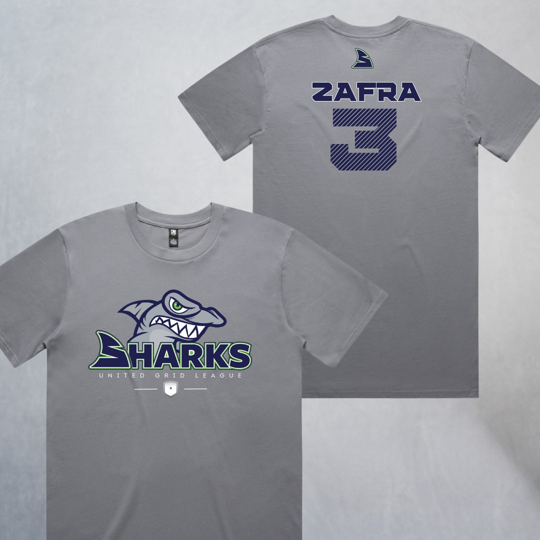 Personalized Sharks Heavyweight Classic Tee | Grey