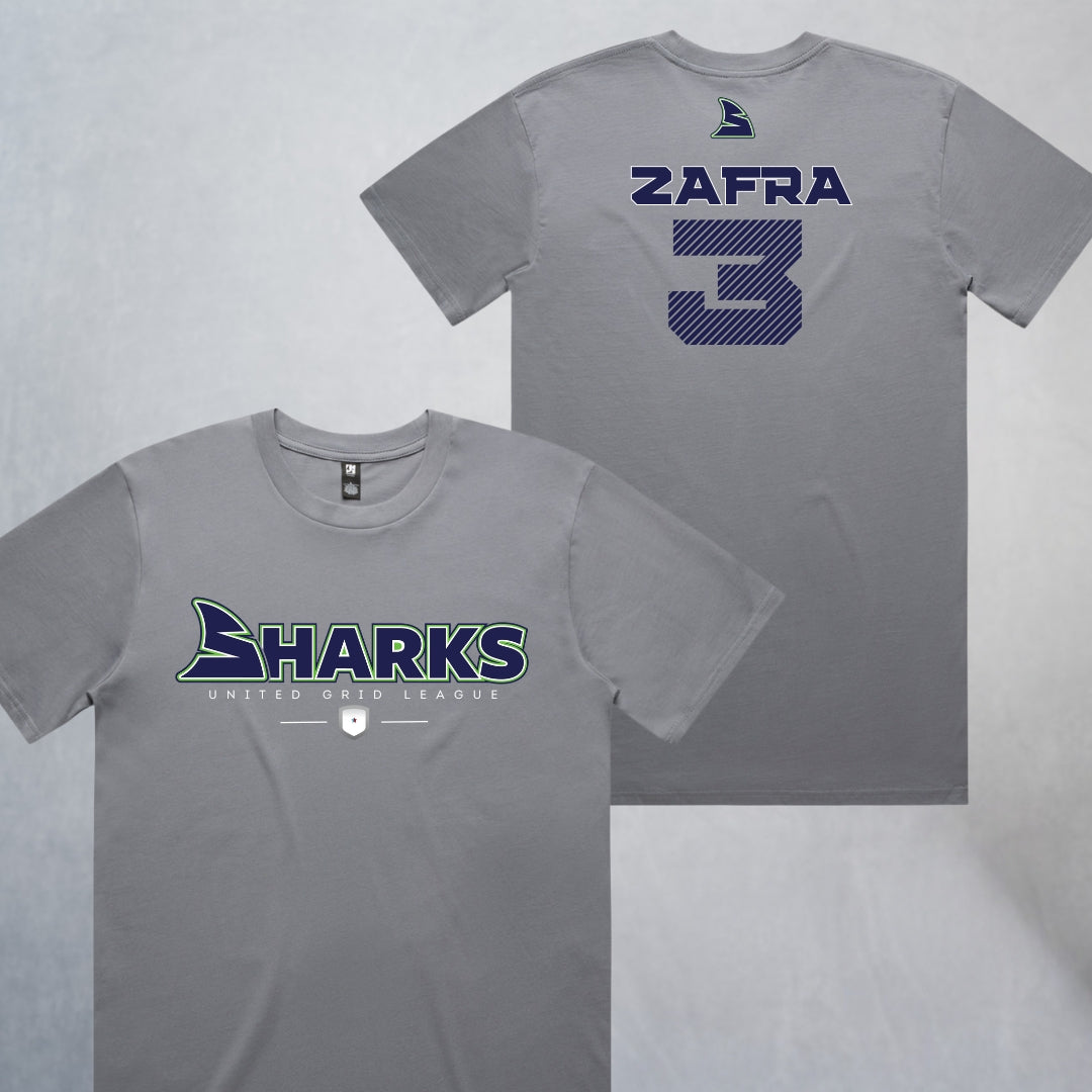 Personalized Sharks Heavyweight Wordmark Tee | Grey